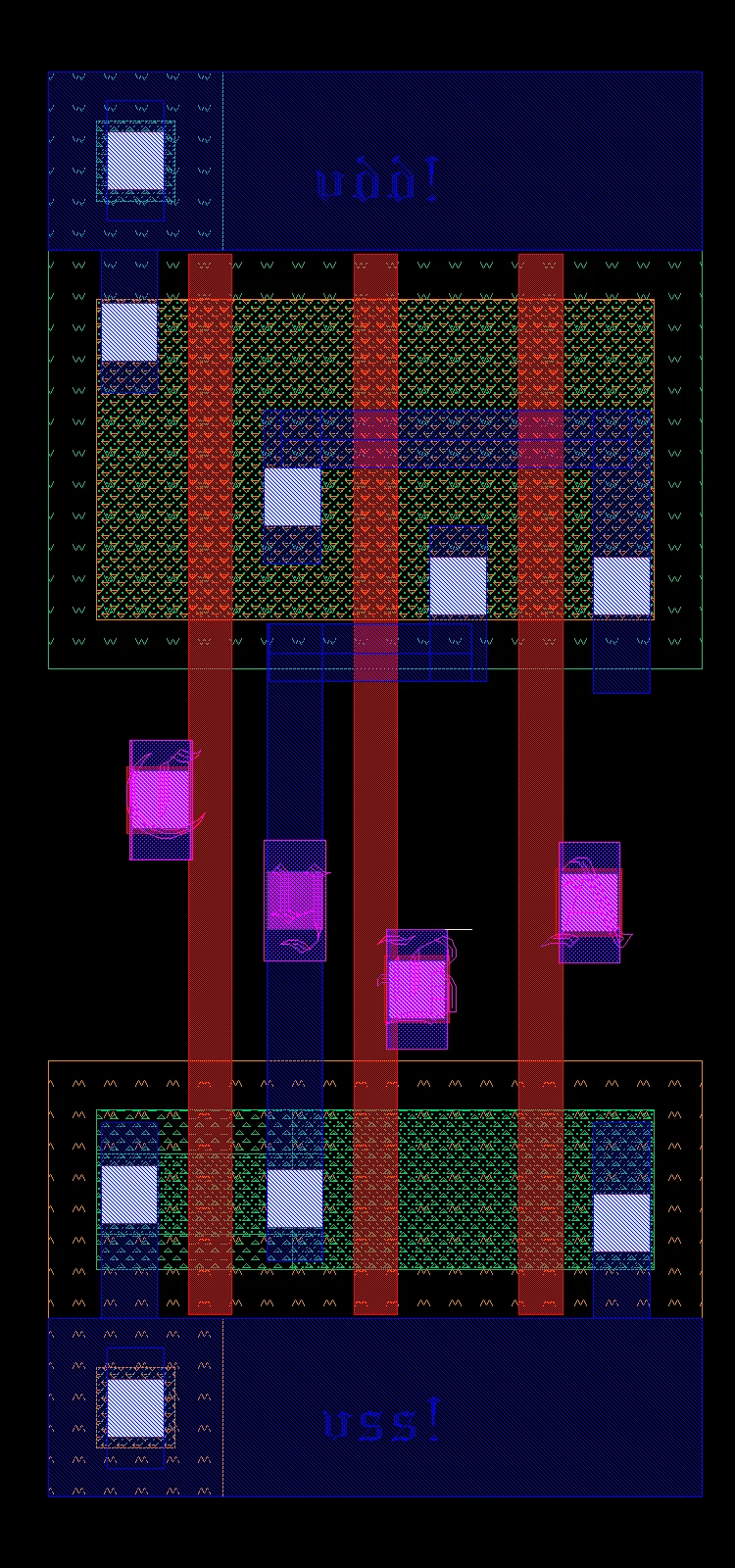 Custom CMOS AOI21 standard-cell physical layout