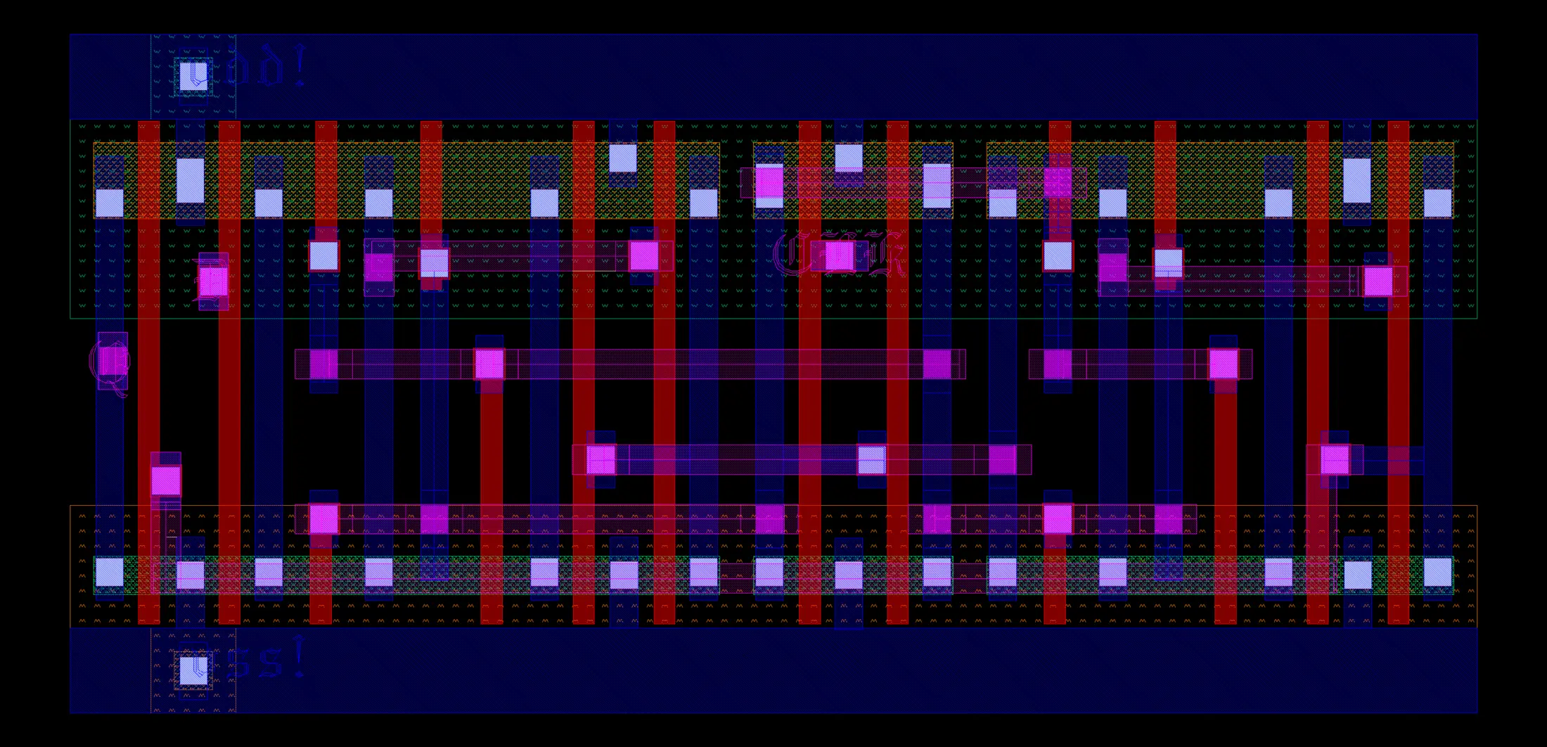 Custom CMOS D flip-flop physical layout