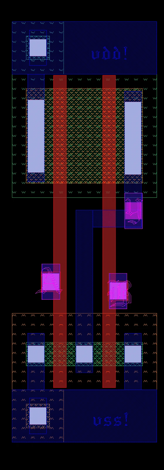 Custom CMOS NOR2 standard-cell physical layout