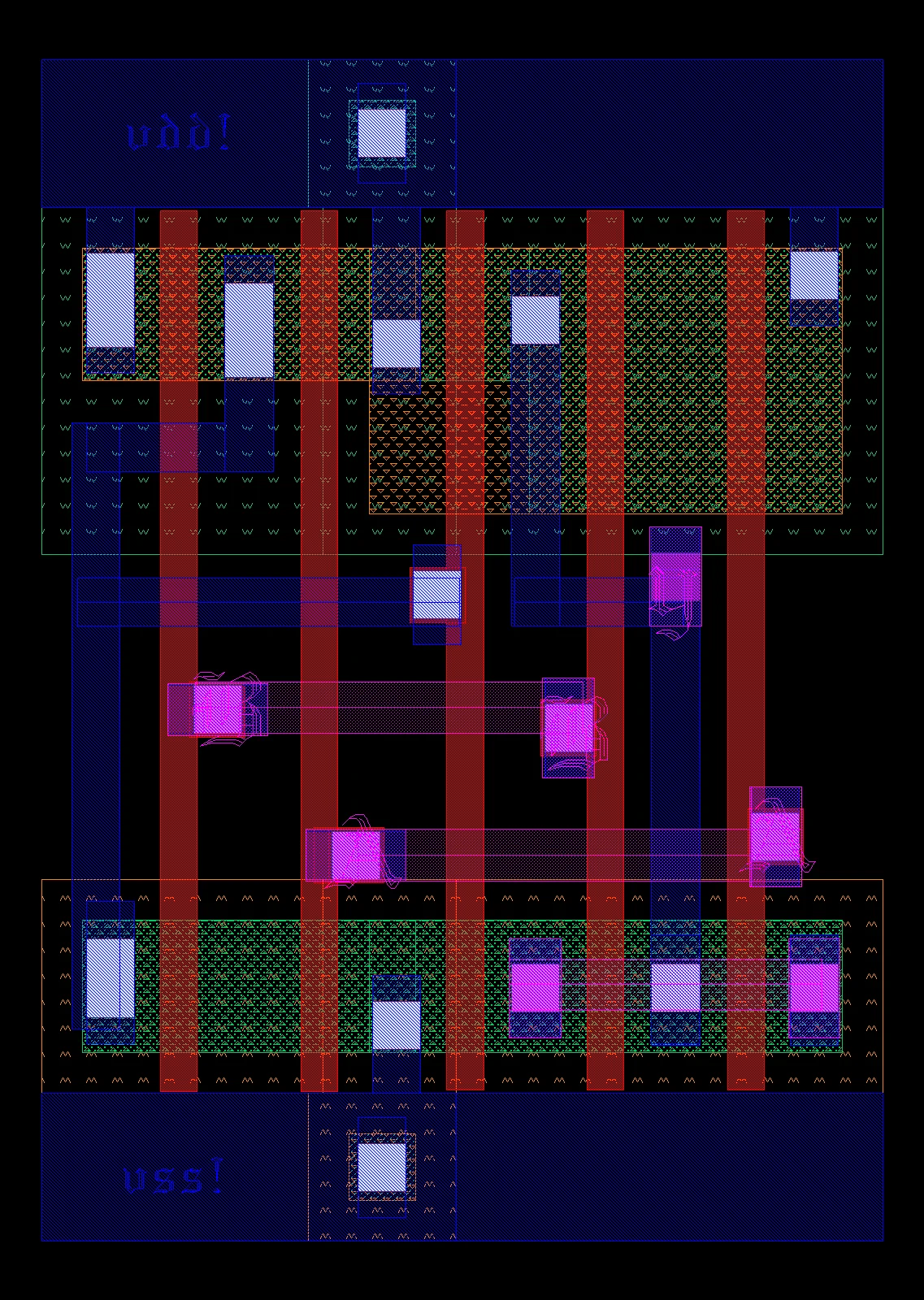 Custom CMOS XNOR2 standard-cell physical layout