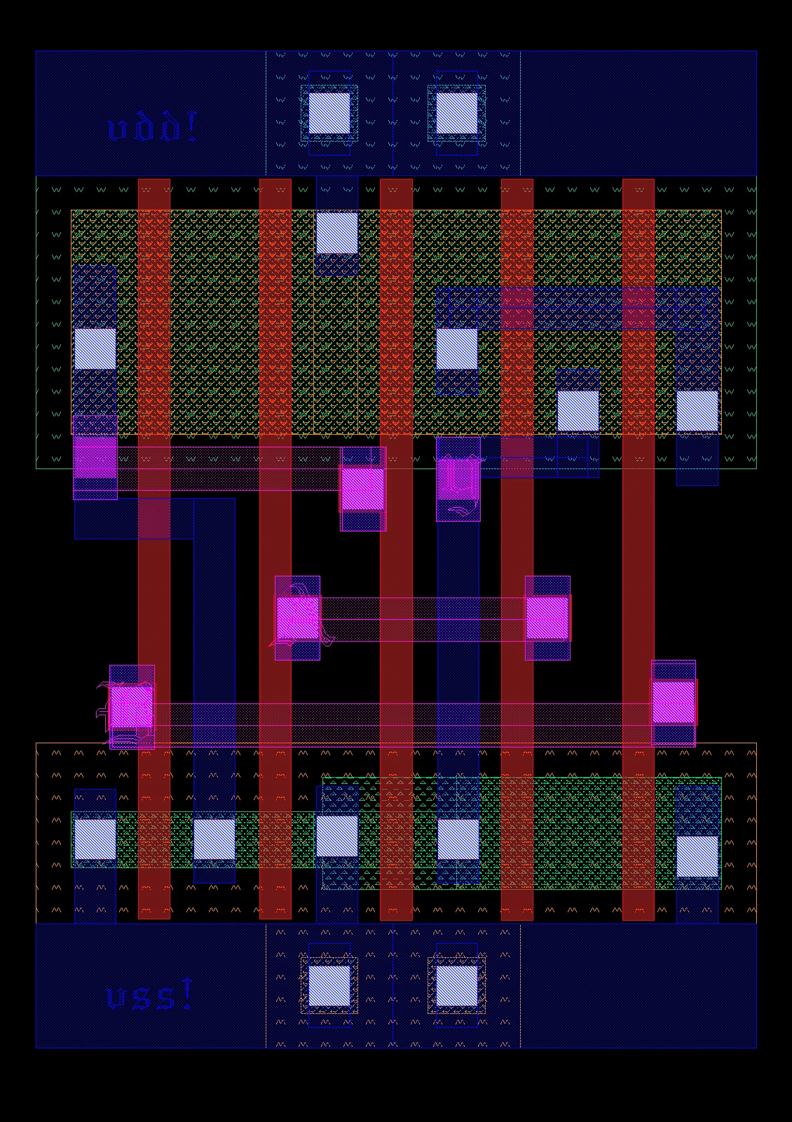 Custom CMOS XOR2 standard-cell physical layout